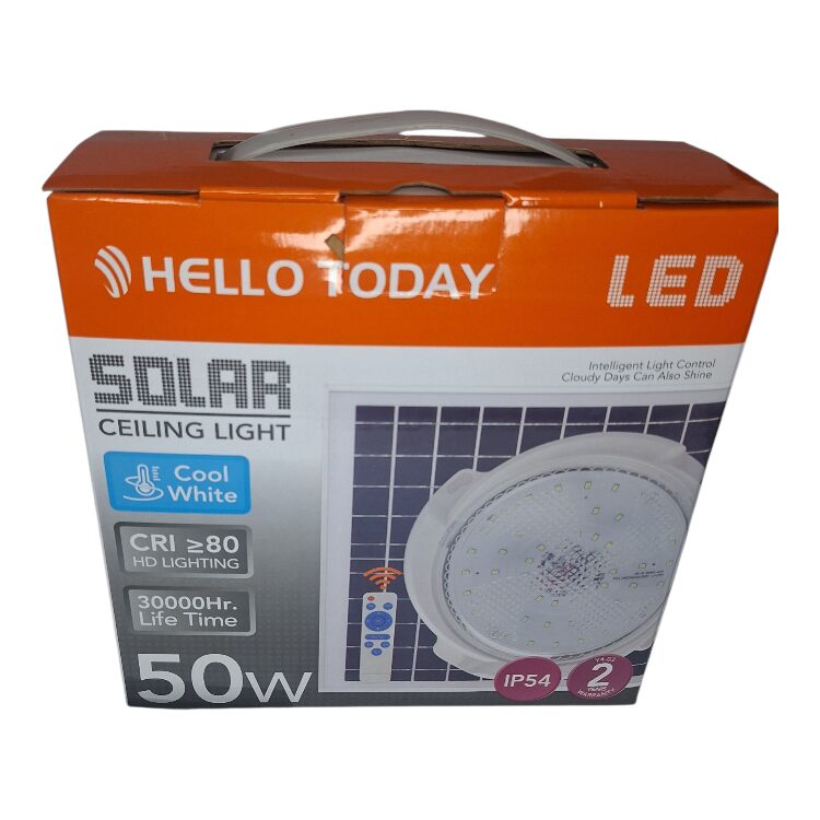 50W LED Solar Ceiling Light + Remote - Image 2