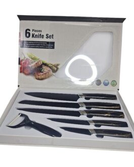 Black Marble Themed 6 Piece Knife Set