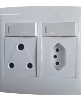 White Dual Wall Plug Set – 3 and 2 Pin with Switches