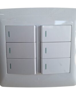 White 6-Lever 1-Way Light Switch