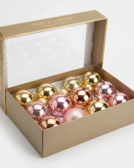 21 Piece Sparkly Gold Christmas Ball and Glitter String
