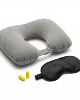Inflatable Comfort Neck Pillow + Ear buds + Eye Mask
