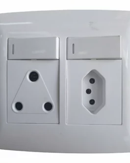 White Dual Wall Plug Set – 3 and 2 Pin with Switches